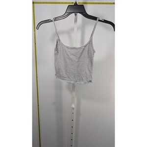 Full Tilt Women Striped Cropped Cami Tank Top White Black Size M Spaghetti Strap